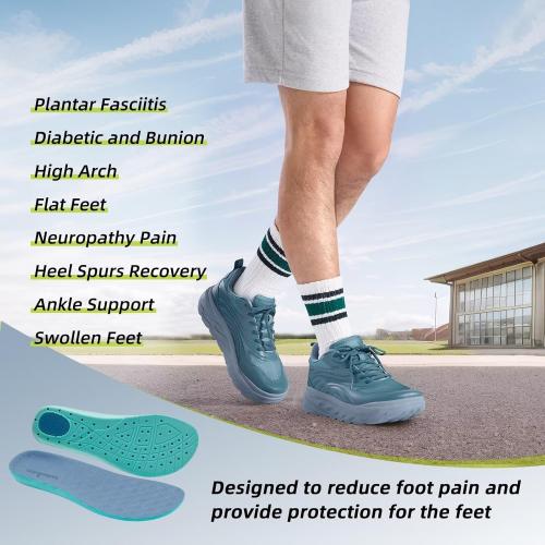 Size 44 Men's Orthopedic Diabetic Wide Running Shoes: Comfortable Arch Support Plantar Fasciitis Sports Sneakers, Casual Swollen Orthotic Work Tennis Walking Shoes for Ankle and Heel Pain Relief