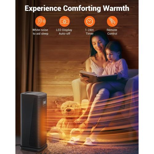 KopBeau Space Heater Indoor, 1500W Fast Quiet Heating Portable Electric Heaters with Thermostat, 4 Modes, Overheating & Tip-Over Protection, Oscillating Room Heater with Remote for Office Bedroom Use
