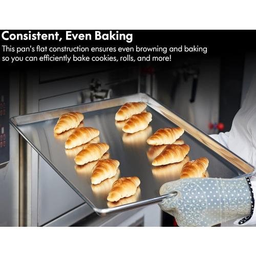 CURTA 6 Pack Aluminum Sheet Pan, NSF Listed Full Size 26 x 18 inch Commercial Bakery Cake Bun Pan, Baking Tray