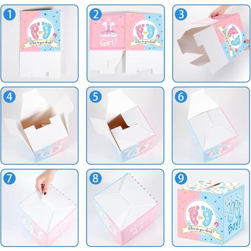 Saintrygo Baby Gender Reveal Voting Box with 50 Pieces Boy or Girl Ballot Cards Baby Shower Decorations Party Invitations and Voting Games Gender Reveal Party Supplies(Pink, Blue)