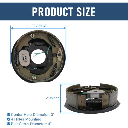 JDMSPEED Pair of 10 x 2-1/4 Self Adjusted Electric Trailer Brake Assembly Left and Right 3500lb Axle Trailer Brake Kit