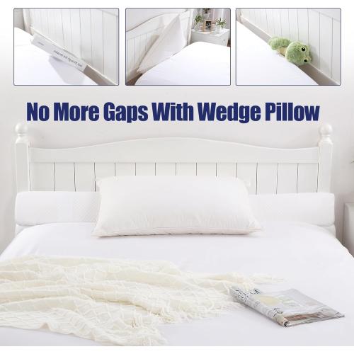 HOMBYS Wedge Pillow Headboard for Bed Gap,Foldable Bed Wedge Gap Filler Queen Size,Matterss Gap Filler,Multi Functional Bed Crack Pillow, Fill The Gap (0-7) Between Your Headboard and Mattress,White