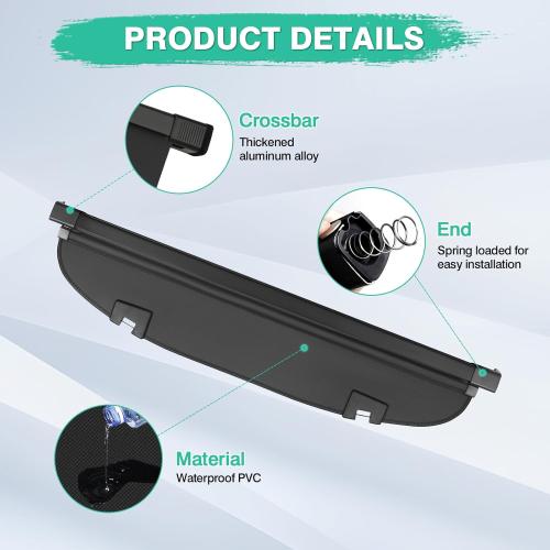 Powerty Cargo Cover for Mazda CX5 CX-5 2017-2024 2025 Accessories Retractable Trunk Cover Waterproof Trunk Security Cover Shielding Shade No Gap