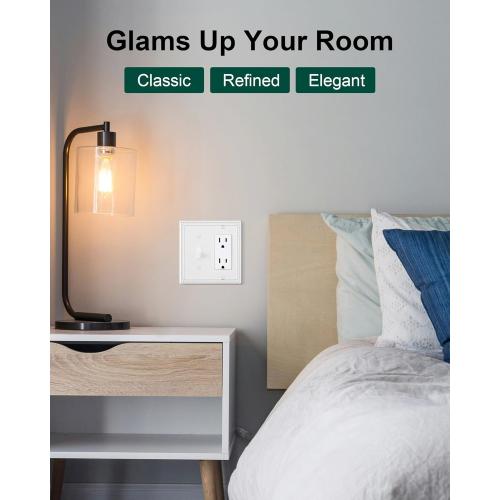 2-Pack Combo Toggle/Decorator Light Switch Cover Plate, Pearls Decorative Electrical Outlet Covers, Metal Wall Switch Plates and Outlet Covers, Pure White