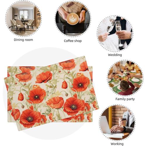 Botanical Flower Placemats Set of 4 Butterfly Plants Floral Botanic Plants Flower Leaves Placemats Rustic Floral Waterproof Washable Table Placemats for Dining Kitchen Decoration 4 PCS
