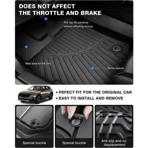 Powerty Floor Mats for 2023 2024 2025 2026 Mazda CX50 CX-50 Accessories All Weather Floor Liner 3D TPE 1st & 2nd Row Floor Mat Heavy-Duty Floor Liners