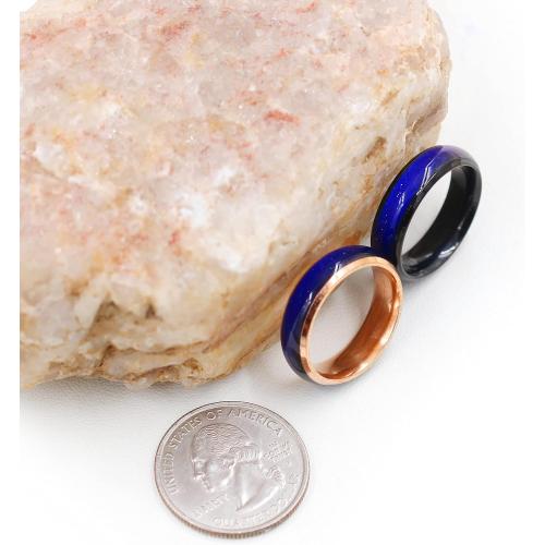 6mm Stainess Steel Band Temprature Sensitive Color Changing Mood Rings for Men Women, His Her Black Rose Gold Plated Anniversary Wedding Birthday Band Rings Y1854