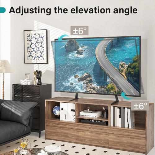 Black Universal TV Stand Tabletop for 27 to 65 inch LCD Flat Screen TV,Max VESA 800 x 400mm, Height Adjustable TV Base Holds up to 88lbs