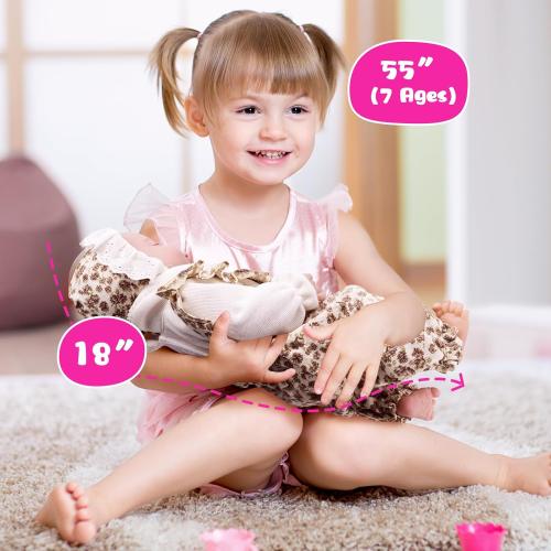 Reborn Baby Dolls - 18 Inch Realistic Newborn Doll with Sound Sensor - Real Life Lifelike Toddler Doll - Life Like Doll Set Toys for Age 3 4 5 6 7 8 9 10 Year Old Girls Kids Birthday