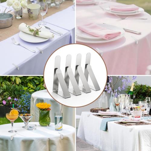 32 Pack Tablecloth Clips Heavy Duty, 2.95x1.77 Stainless Steel Rust Proof Tablecloth Clips for 2 Thick Tables - Anti-Slip Pads Home Restaurant Picnic