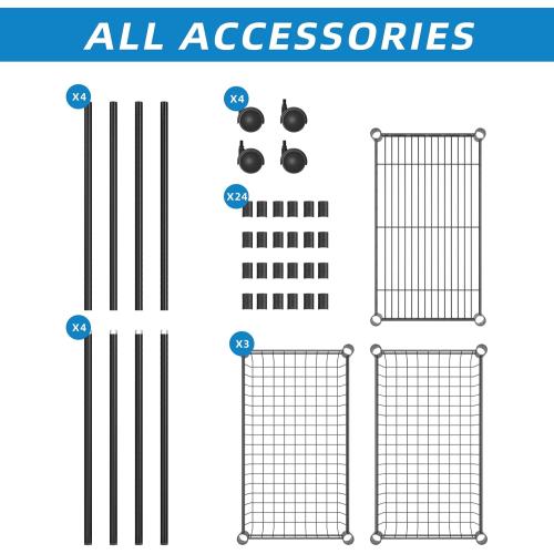 3 Tier Rolling Cart Service Cart Wire Basket Shelf Storage Trolley Shelf 2 Bottoms for Choose(Castor or Leveling Feet) for Office,Kitchen,Black(23.23 L x 13.11 W x 32.28 H)