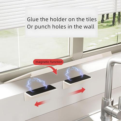 23.6inch Window Sill Extender Plate, Carbon Steel Storage Shelf, Window Sill Extender for Plants, Kitchen Organization Storage Rack with Magnetic Base (2, 60x25cm/23.6x9.8in)
