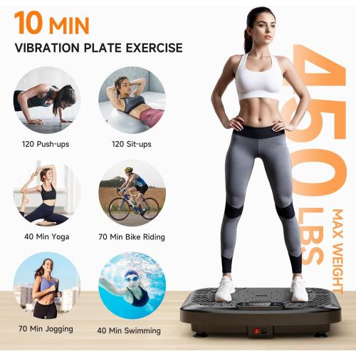 Vibration Plate Exercise Machine 450 Lbs Capacity, 199 Speeds Workout Vibrating Plate for Lymphatic Drainage Weight Loss, Full Body Shake Platform Machines for Women Men
