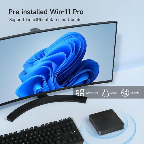 Bmax Mini PC B1 Pro Intel Gemini Lake N4000 (Up to 2.6GHz), 8GB LPDDR4 128GB eMMC Support M.2 SSD Expansion (512GB/2TB), 4K Dual Display 2.4G/5G WiFi & BT4.2 Mini Desktop Computer for Home/Office