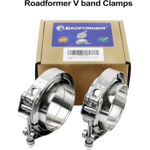 ROADFORMER 2.5 inch V Band Clamp - 2 sets of Quick Release V band Exhaust Clamp Stainless Steel with Flanges for Automotive exhaust system, turbocharger, downpipe and mufflers (2.5 - 2 Pack)