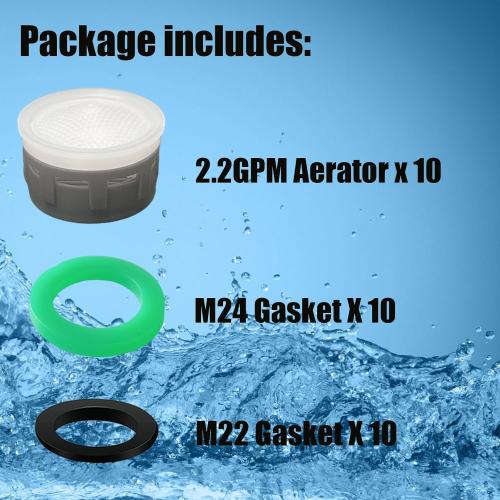 Faucet Aerator 2.2GPM Flow Limiter Insert Faucet Aerator Replacement Part Used for Bathroom or Kitchen Sink Faucet Filter Suitable for Internal and External Thread Faucet Aerators (20 PCS)