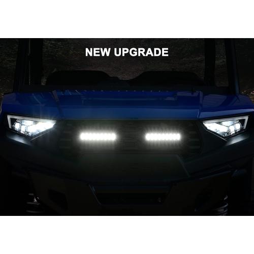 SAUTVS Front Mesh Grill with Accent Light for Ranger SP 570, Waterproof Black Mesh Grille with LED Light Bar for Polaris Ranger SP 570 / Crew SP 570 2022 2023 2024 2025 2026 Accessories (1PCS)