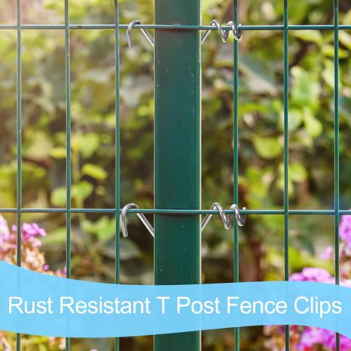 ZENFUN 250 Pcs T-Post Wire Clip Galvanized Steel Fence Clips, Convenient Pre-Cut Wire Ties, Rust Resistant T Post Fence Clips for Securing Wire Garden Farm Highway Sport Fences