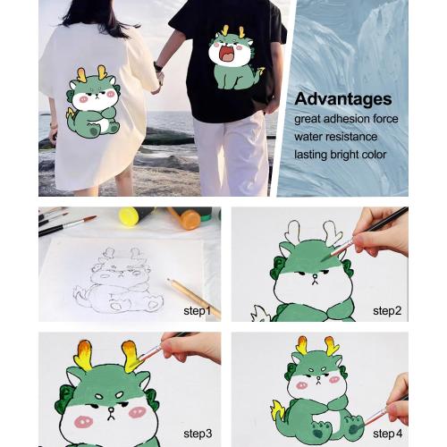 Colorful Fabric Paint Set for Clothes 24 Colors - Permanent Textile Paint Kit for Shoes, Canvas - Non-Toxic Slick Painting Set for Adults, Beginner & Artists