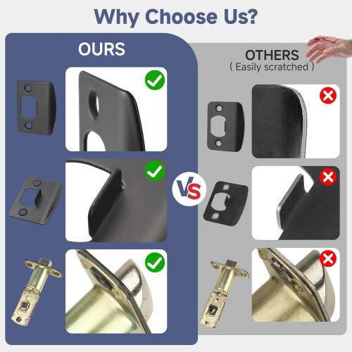 Estmoon 5 Pack Matte Black Door Handles Interior Door Knobs, Keyless Privacy Bedroom Door Lock, Heavy Duty Zinc Alloy Home Improvement Door Leverset for Bedrooms Bathrooms‼️1 has been opened‼️