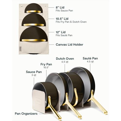 Caraway Non-stick Ceramic Cookware Set (12 Piece) Pots, Pans, Lids and Kitchen Storage - PFAS & PFOA Free - Oven Safe Pan Set & Compatible with All Stovetops - Black