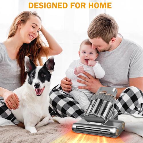 Color White Powerful Mattress Vacuum Cleaner,Handheld Bed Vacuum with UV-C Light, 16Kpa Strong Suction, 30000 RPM Dual Drum Brushes, 140°F Hot Air & Ultrasonic Tech, 500W Corded for Quick Dust Removal