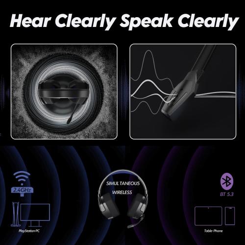 NUBWO Wireless Gaming Headset with Mic for Ps5 Ps4 PC, Zero Interference, 100-Hour Battery All-Day Play, 23ms Sync​ for Fortnite & Call of Duty/FPS Gamers, Triple Mode All Devices Compatible - Blue