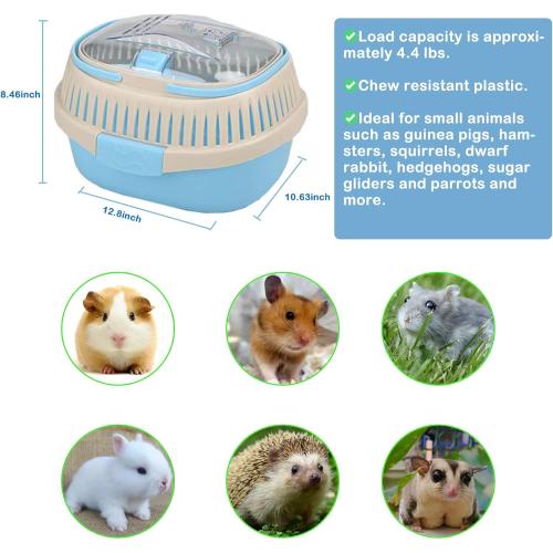 Hamster Carrier Guinea Pig Carrier 13 X 11 X 8 In Portable Hamster Travel Cage with Ventilation Holes Outdoor Small Animal Carrier for Rat Gerbils Rabbit Hedgehog Squirrel Mouse Sugar Glider