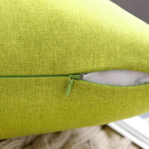 MIULEE Pack of Decorative Outdoor Solid Waterproof Throw Pillow Covers Spring Faux Linen Garden Farmhouse Cushion Cases for Summer Patio Tent Balcony Couch Sofa 18x18 Inch Green