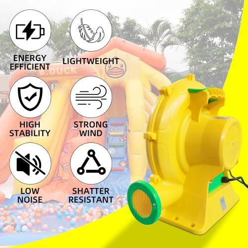 Air Blower, 480W 0.64HP Bounce House Blower, Portable Inflatable Bubble HOU-se Blo-wer, Perfect for Inflatable Bounce House, Bouncy Castle, Jumper, Water Slid, Corded(480 Watt 0.6HP)