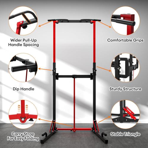 ONETWOFIT Foldable Power Tower Pull Up Bar Station, Multi-Function Adjustable Height Pull Up Dip Station for Home Gym Workout, Strength Training Fitness Equipment, Pull Up Stand 360LBS/Pro 400LBS/Pro Max 600LBS