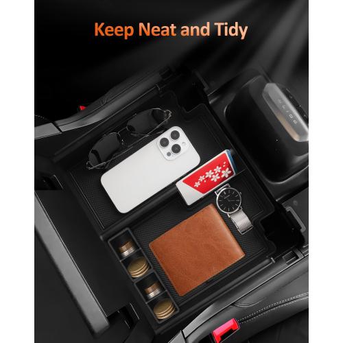 CDEFG For 2025 2026 Ford Expedition Center Console Organizer Tray with Removable Silicone Coin Holders – Expedition (Active, Platinum,Tremor, King Ranch) Armrest Storage Accessories for All Trims
