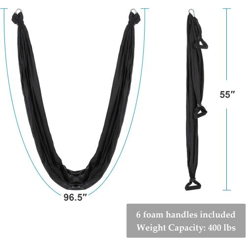ZELUS Aerial Yoga Swing Sling Strong Yoga Hammock Kit Set Trapeze Inversion Equipment Include 2 Extensions Straps and Ceiling Mounting Kit