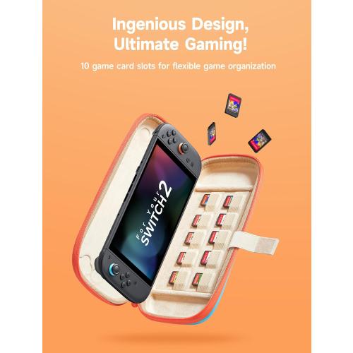 JSAUX Slim Carrying Case for Nintendo Switch 2 2025, Portable Switch 2 Case with 10 Game Slots, Protective Hard Shell for Travel and Storage, Blue