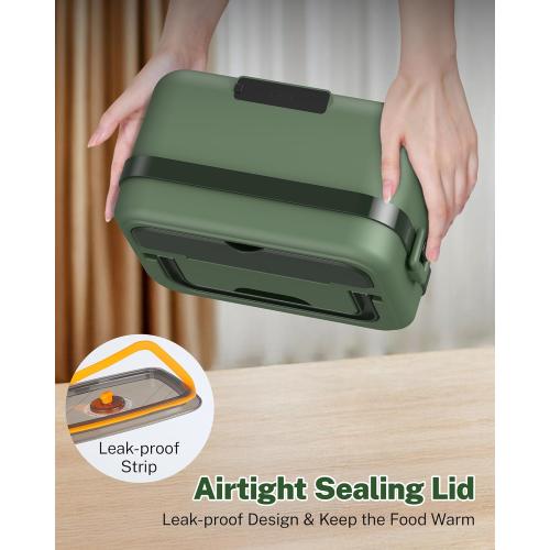 ODSD Cordless Electric Lunch Box for Adults, 16000mAh Rechargeable Self-Heating Lunch Box Food Warmer with Timer & Adjustable Heating, 34oz/1L Container with Insulated Bag for Office Car Outdoor