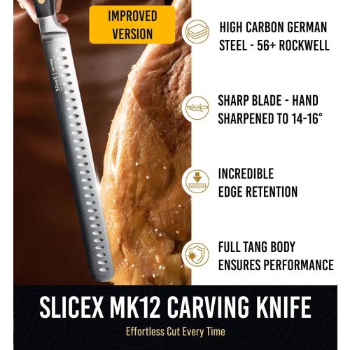 Brisket Slicing Knife – 12 Brisket Knife, BBQ, Grilling Gifts For Men – Razor Sharp German Steel, Full Tang, Ergonomic Handle