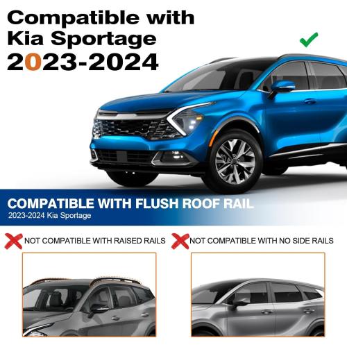 Lockable Roof Rack Cross Bars 260lbs Compatible with 2023-2026 Kia Sportage SX/EX & SX/EX Prestige with Flush Rails, Heavy Duty Aluminum Roof Rails Crossbars Black Bike Rooftop Cargo