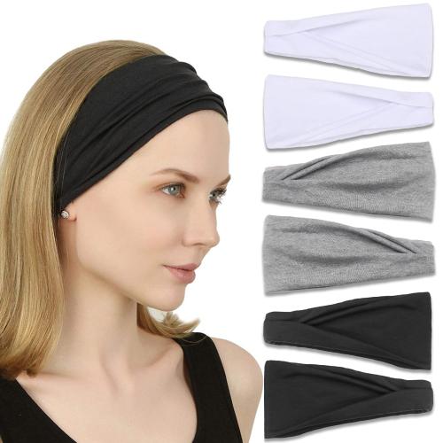 IVARYSS Headbands for Women, Non-Slip, Premium Stretchy Head Bands Hair Accessories,Wear for Yoga, Fashion, Working Out, Travel or Running, 6 Pack, Black White Grey
