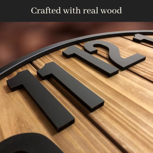 Montoire 24 Inch Wooden Farmhouse Wall Clock Large, Extra Large for Living Room Decor - Big Oversized Rustic Round Decorative Clocks for Walls, Battery Operated