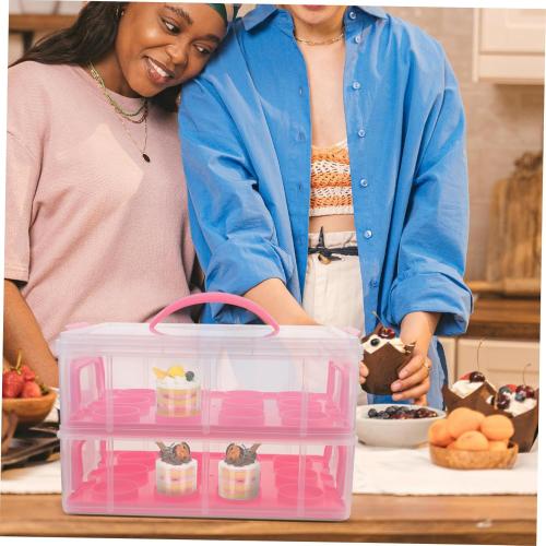 Transport Multi-layer Cupcake Carrier Box Handle for Muffins Desserts Food-grade for Parties and Events Storage