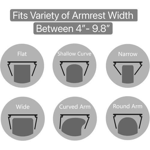 Black 9.8 Sofa Armrest Clip Table – No-Slip Couch Tray for Drinks, Snacks, Remote, Gamepads, Adjustable Armchair Table for Living Room, Bedroom, Dorm – Fits Most Armrests