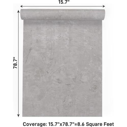 Industrial Limewash Concrete Wallpaper Peel and Stick for Bedroom Bathroom 15.7 x 78.7 Self Adhesive Grey Cement Wallpaper Waterproof Removable Concrete Contact Paper for Countertops Walls