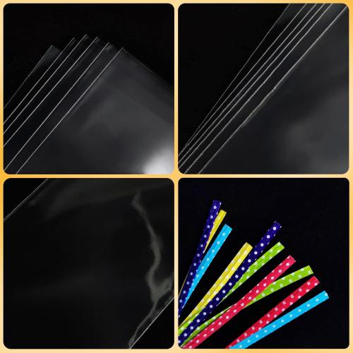 Newkita 3x5in Cellophane Bags - Clear Goodie/Cake Pop/Rice Crispy Treat Bags with 4in Ties - 100 Pack