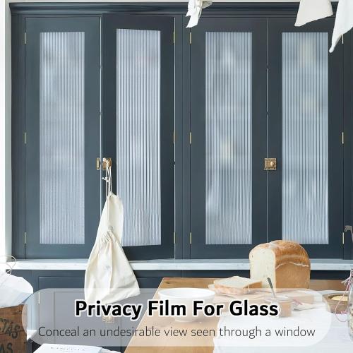 VELIMAX 1/2-Inch Reeded Glass Window Film, Frosted Reeds Window Film, Window Privacy Film, 3D Window Decals Non Adhesive for Bathroom Living Room Office, 17.7x78.7 inches