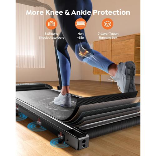 Walking Pad Treadmill with Incline, 2 in 1 Foldable Treadmills for Home Small Office, 300lbs Portable Compact Under Desk Treadmill with App, Remote Control and LED Display