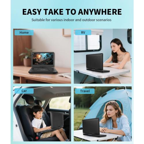 17.9 Portable DVD Player Built in TV with 15.6 Large HD Swivel Screen, ATSC Tuner, Built-in Battery, High Volume Speakers, Support HDMI/USB/AV/Sync TV and Multiple Formats