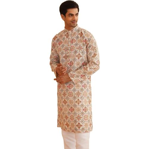 Sojanya 6XL (Since 1958 Men'S Cotton Blend Printed Only Long Kurta