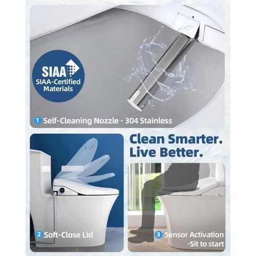 Electric Bidet Toilet Seat, Heated Toilet Seat Elongated with Instant Warm Water & Dryer, Feminine & Front Rear Wash, Wireless Remote, Self-Clean Nozzle, Slow Close Lid, Upgraded Silent ECO Child Mode