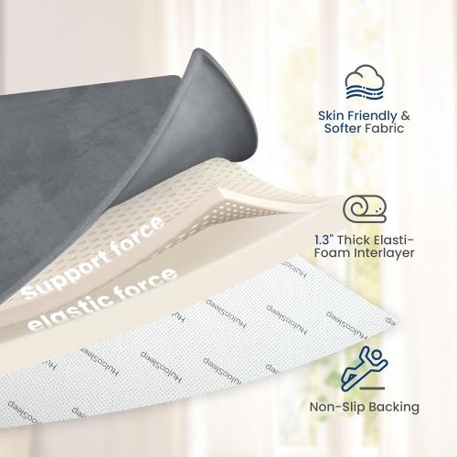 Baby Play Mat for Floor,1.3 Thick Elasti-Foam 50×50 Playpen Mat for Tummy Time,Water Repellent Soft Coral Velvet for Toddler,Infant,Kids,Non-Slip Backing Safe for Crawling(Dark Grey)