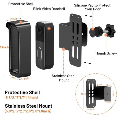 Blink Doorbell Mount, Anti-Theft Doorbell Mount for Blink Video Doorbell 1st Gen & 2nd Gen, No Block Sensor & Night Vision, Doorbell Camera Mount Bracket with Rain Cover